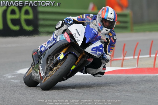 2009-09-26 Imola 0873 Variante alta - Supersport - Free Practice - Fabien Foret - Yamaha YZF R6